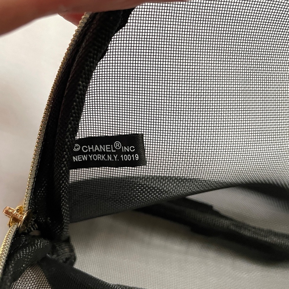 ~Chanel GWP Black Mesh Tote Bag with Gold Chain Straps - Picture 15 of 15